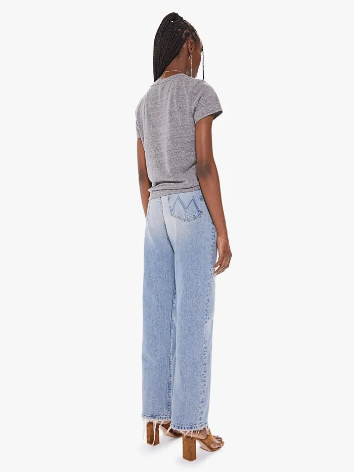 Women Straight Mother Denim High Waisted Tunnel Vision Sneak Lightpastel Blue