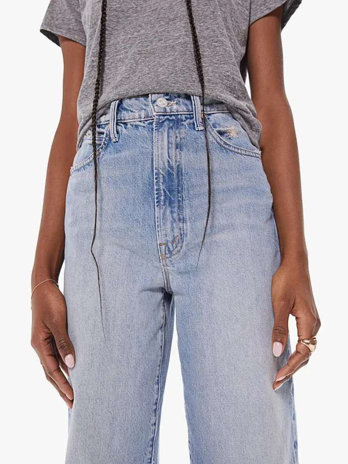 Women Straight Mother Denim High Waisted Tunnel Vision Sneak Lightpastel Blue