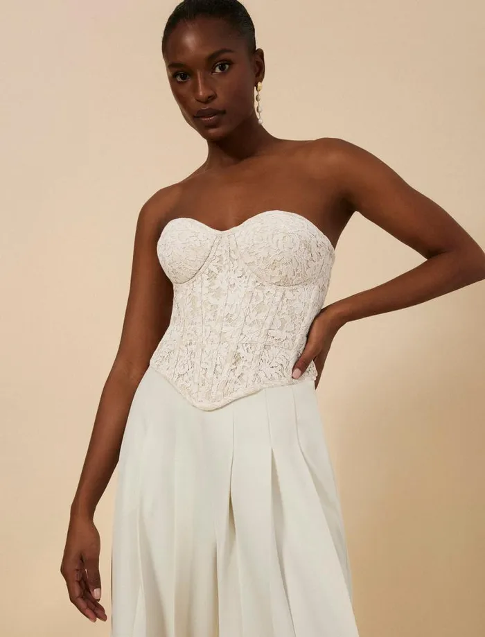 Women Strapless Bustier Top Champagne BCBG Tops