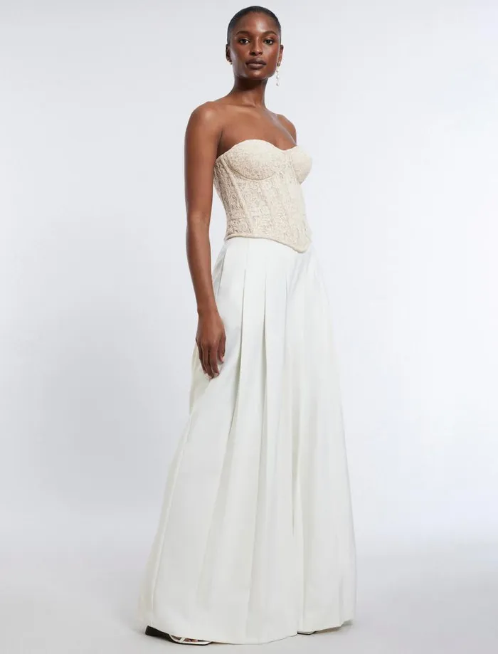 Women Strapless Bustier Top Champagne BCBG Tops Women Strapless Bustier Top Champagne BCBG Tops