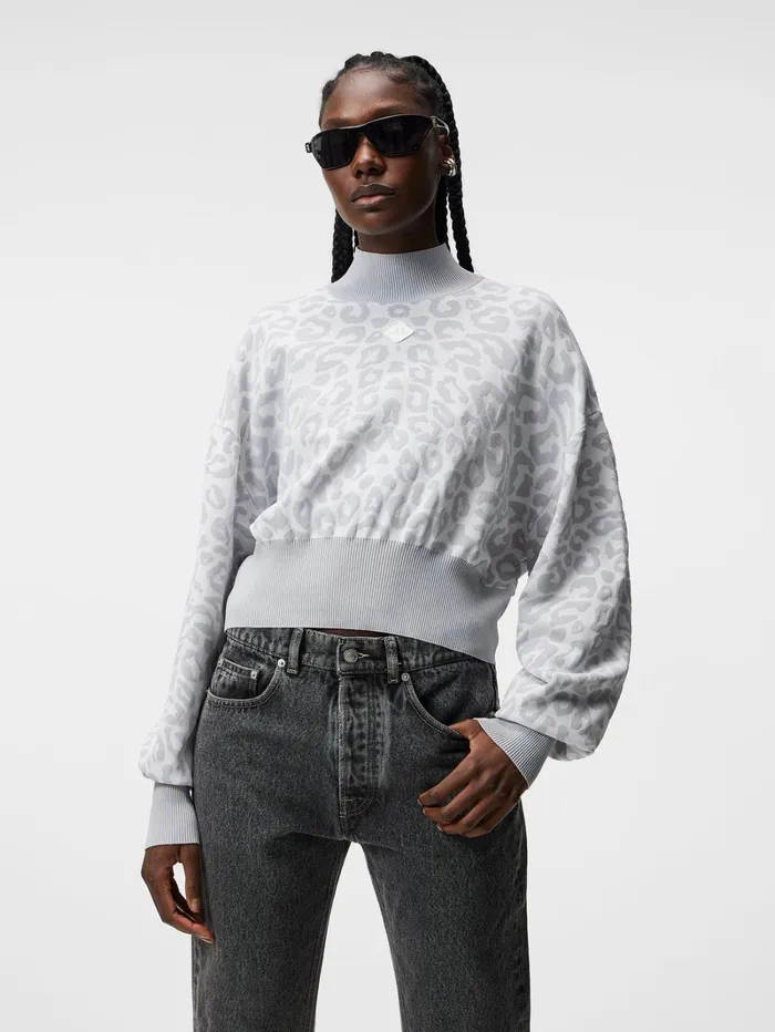 Women Sue Knitted Sweater Grey Leo Reflect JLindeberg Knitwear