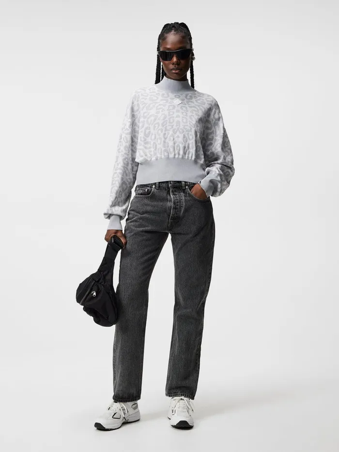 Women Sue Knitted Sweater Grey Leo Reflect JLindeberg Knitwear Women Sue Knitted Sweater Grey Leo Reflect JLindeberg Knitwear