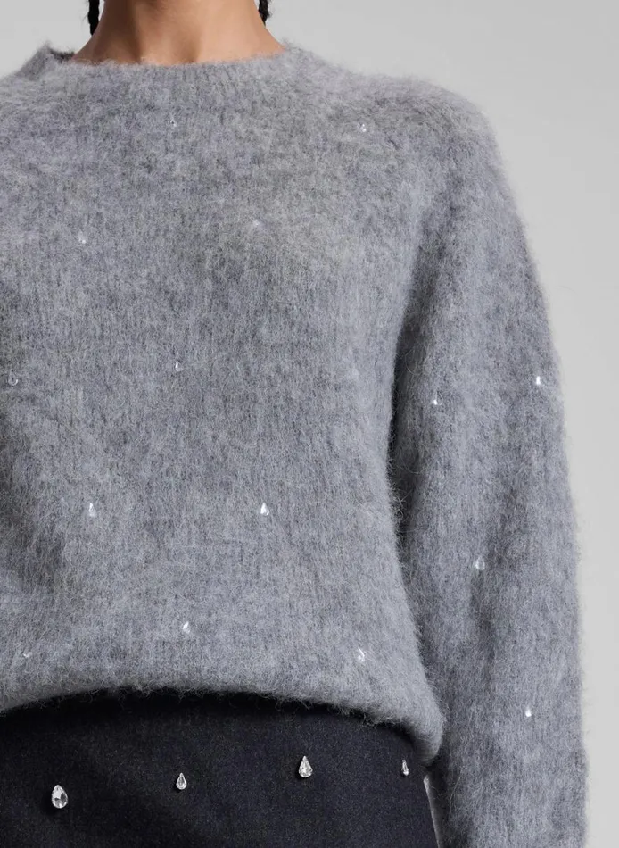 Women Sweaters ALC Frankie Wool Cashmere Embellished Sweater Medium Heather Grey