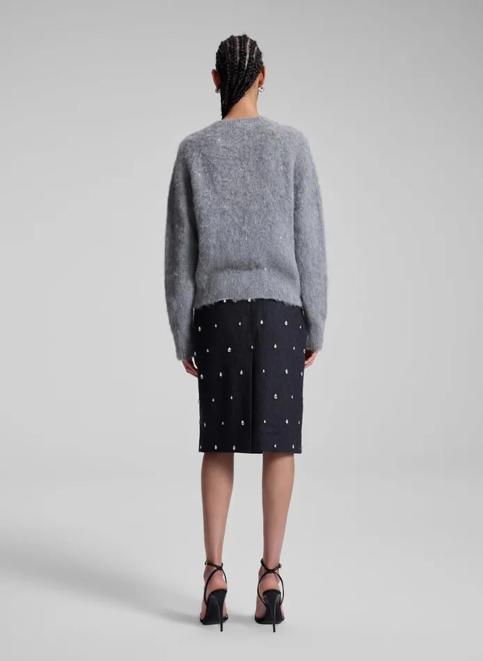Women Sweaters ALC Frankie Wool Cashmere Embellished Sweater Medium Heather Grey
