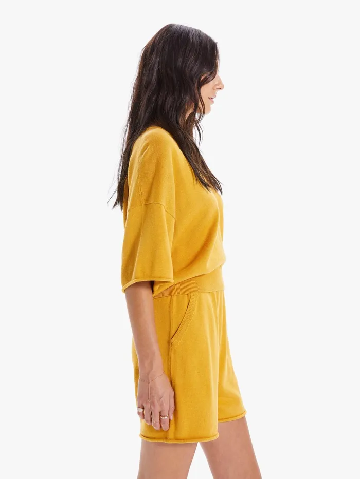 Women Sweaters Mother Denim The SS VNeck Boxy Crop Gold