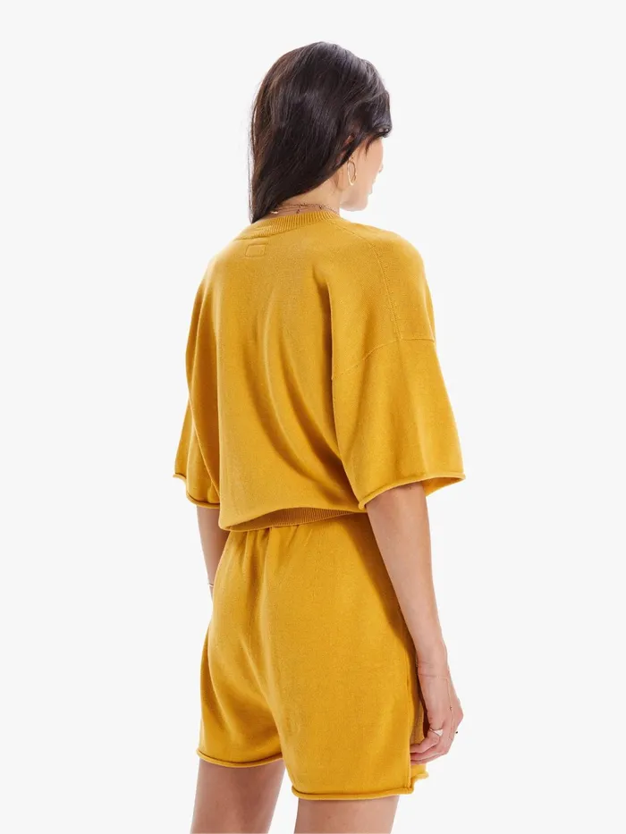 Women Sweaters Mother Denim The SS VNeck Boxy Crop Gold