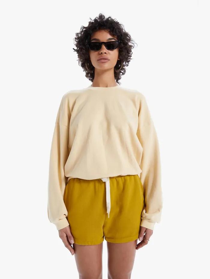 Women Sweatshirts Mother Denim The Loosen Up Crop Lightpastel Yellow