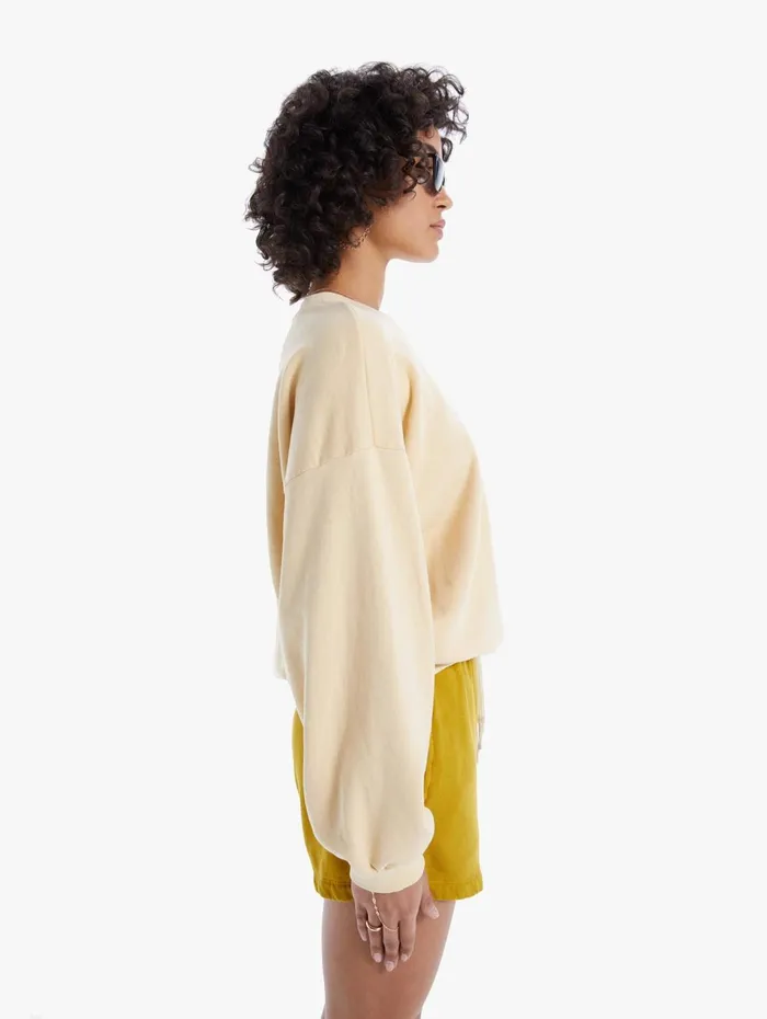 Women Sweatshirts Mother Denim The Loosen Up Crop Lightpastel Yellow