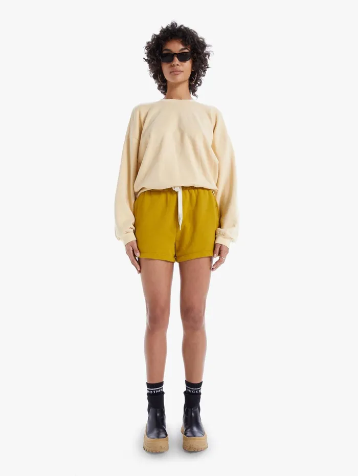 Women Sweatshirts Mother Denim The Loosen Up Crop Lightpastel Yellow