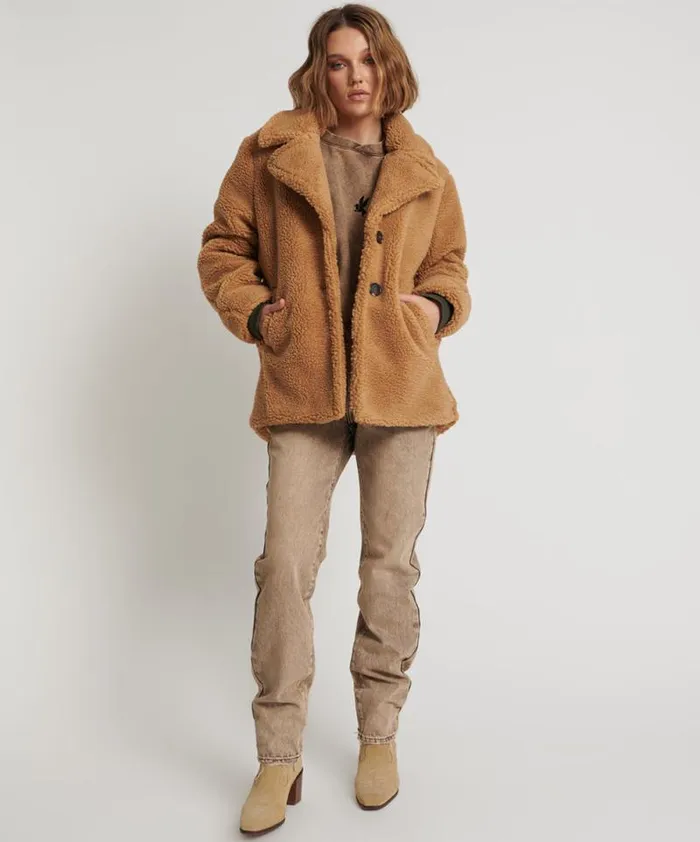 Women TAN TEDDY COAT One Teaspoon Jackets