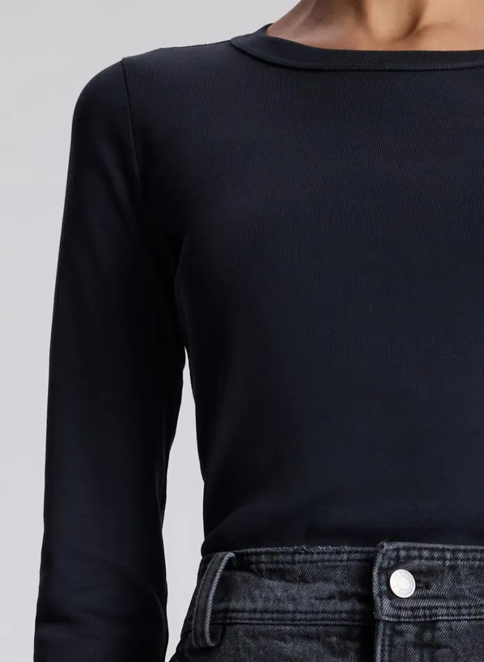 Women Tees and Tanks ALC Ari Cotton Rib Long Sleeve Tee Black
