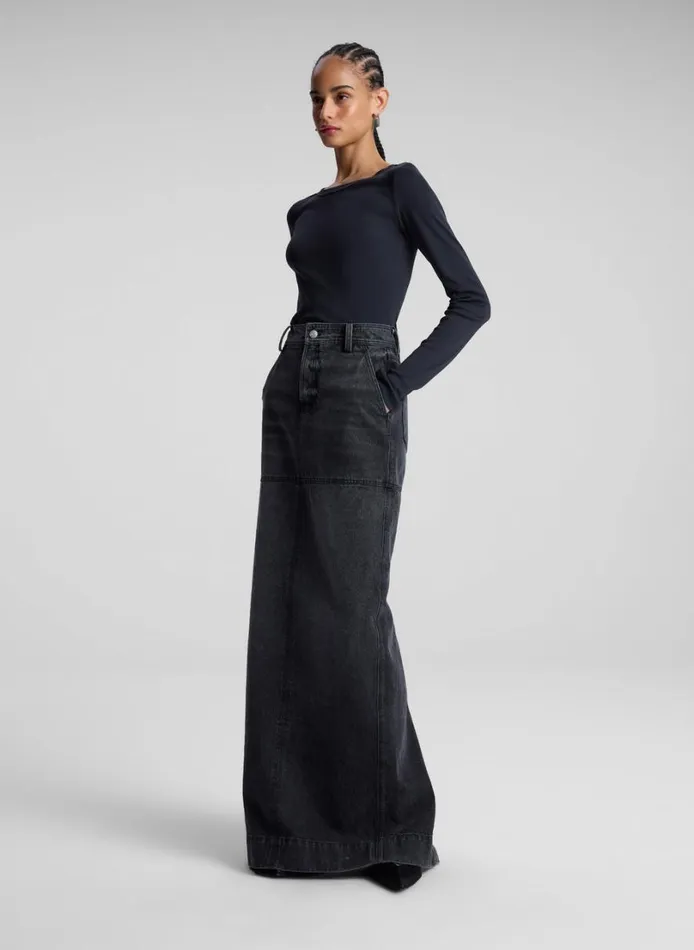 Women Tees and Tanks ALC Ari Cotton Rib Long Sleeve Tee Black