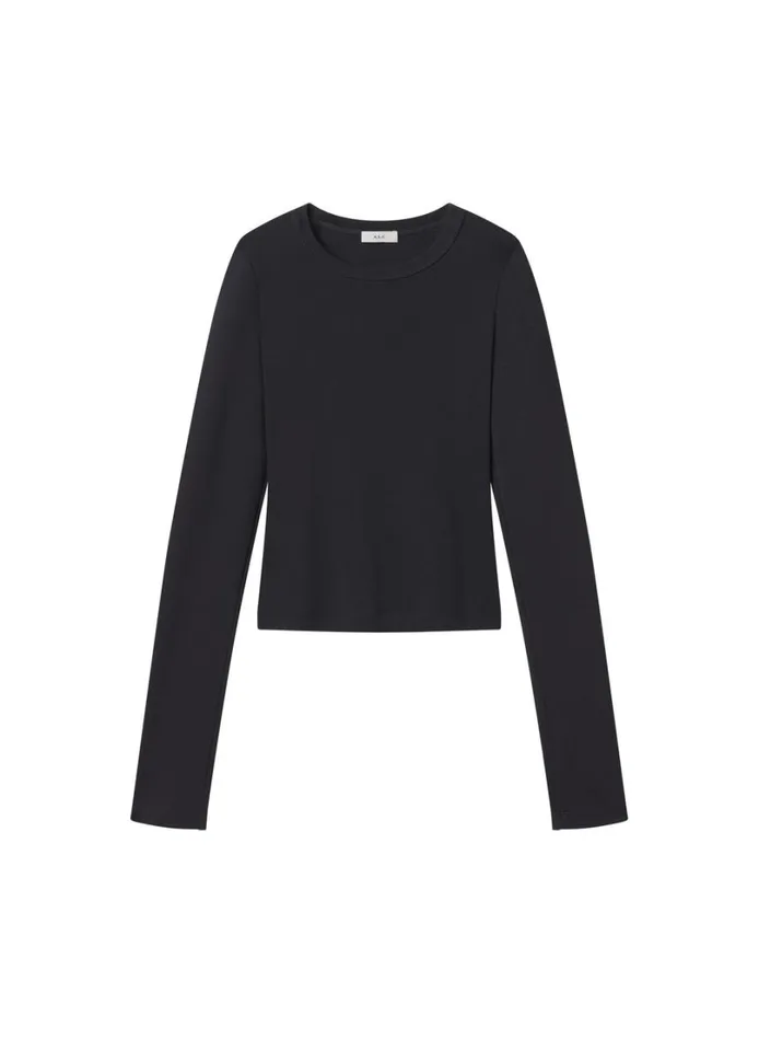 Women Tees and Tanks ALC Ari Cotton Rib Long Sleeve Tee Black