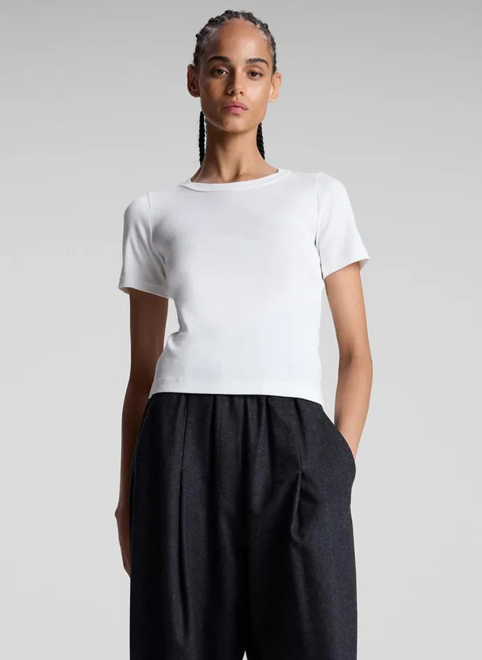 Women Tees and Tanks ALC Paloma Cotton Rib Baby Tee White