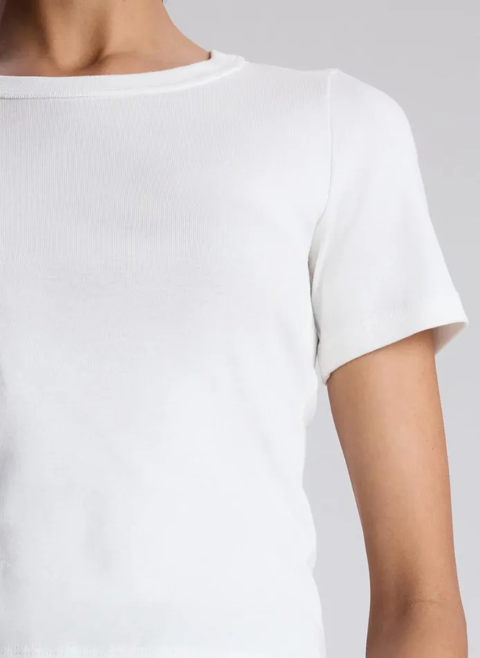 Women Tees and Tanks ALC Paloma Cotton Rib Baby Tee White
