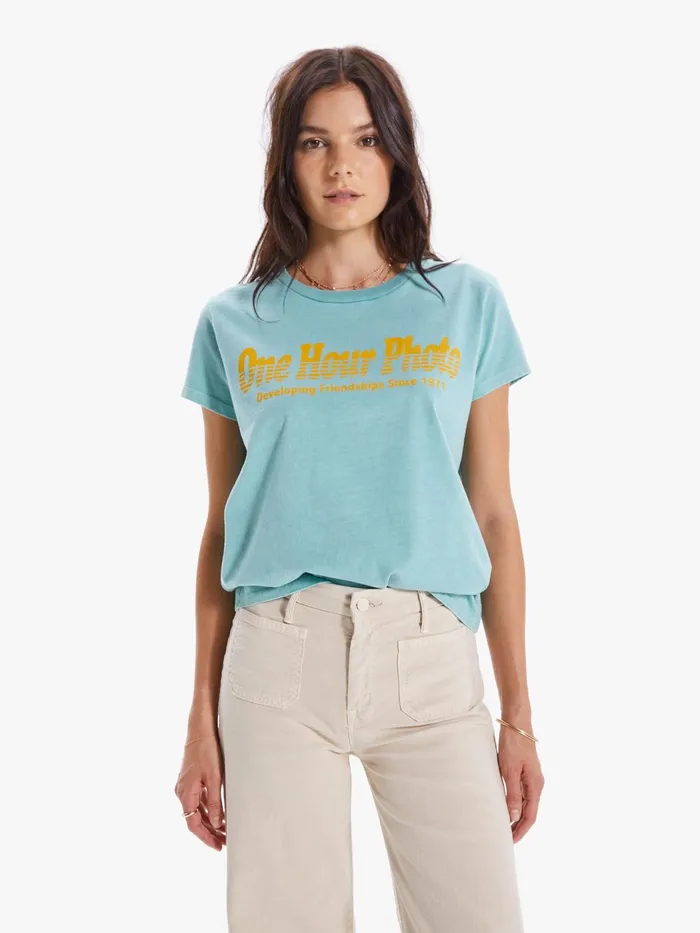 Women Tees Mother Denim The Boxy Goodie Goodie Teal