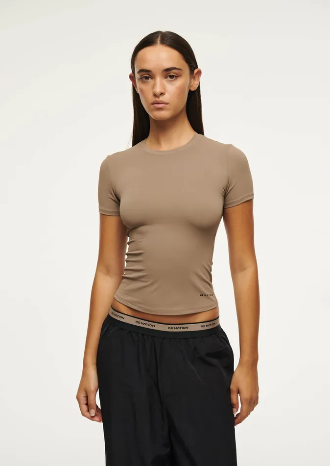 Women Tees PE Nation FOUNDATION SHORT SLEEVE TEE IN FOSSIL