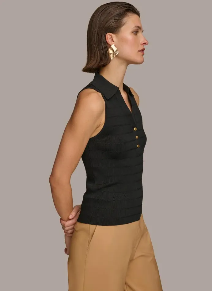 Women TEXTURE SWEATER WITH GOLD BUTTONS Black Donna Karan New York Sweaters And Tops Women TEXTURE SWEATER WITH GOLD BUTTONS Black Donna Karan New York Sweaters And Tops