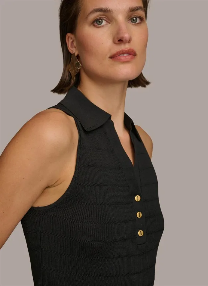 Women TEXTURE SWEATER WITH GOLD BUTTONS Black Donna Karan New York Sweaters And Tops Women TEXTURE SWEATER WITH GOLD BUTTONS Black Donna Karan New York Sweaters And Tops