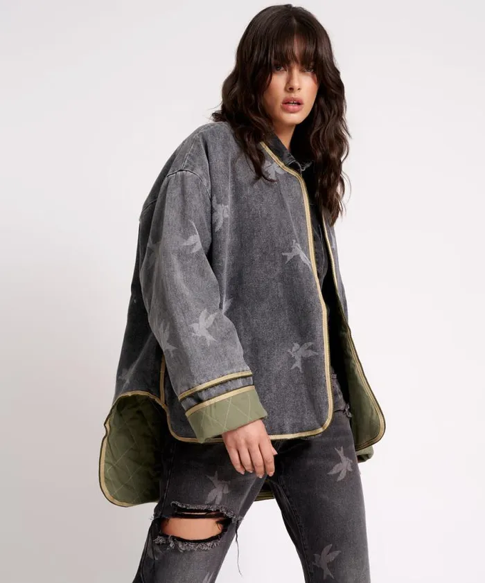 Women THE BOWER REVERSIBLE QUILTED DENIM JACKET One Teaspoon Jackets