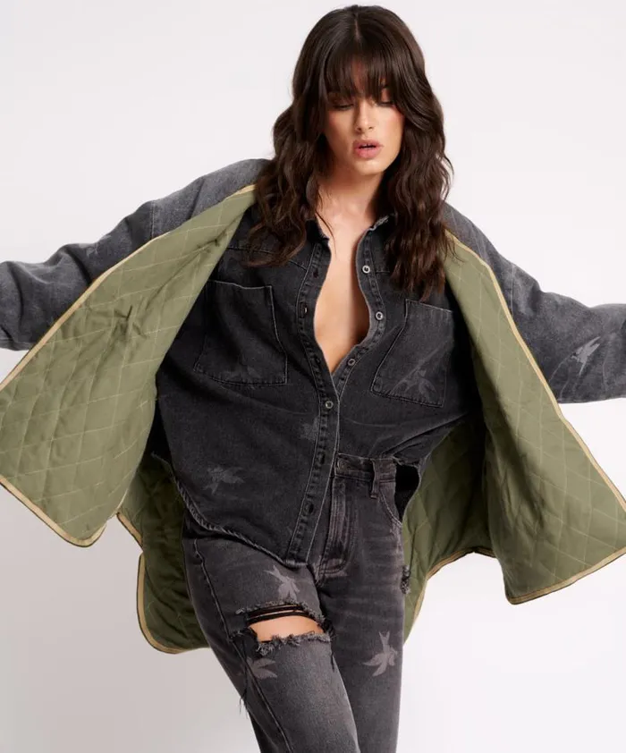 Women THE BOWER REVERSIBLE QUILTED DENIM JACKET One Teaspoon Jackets