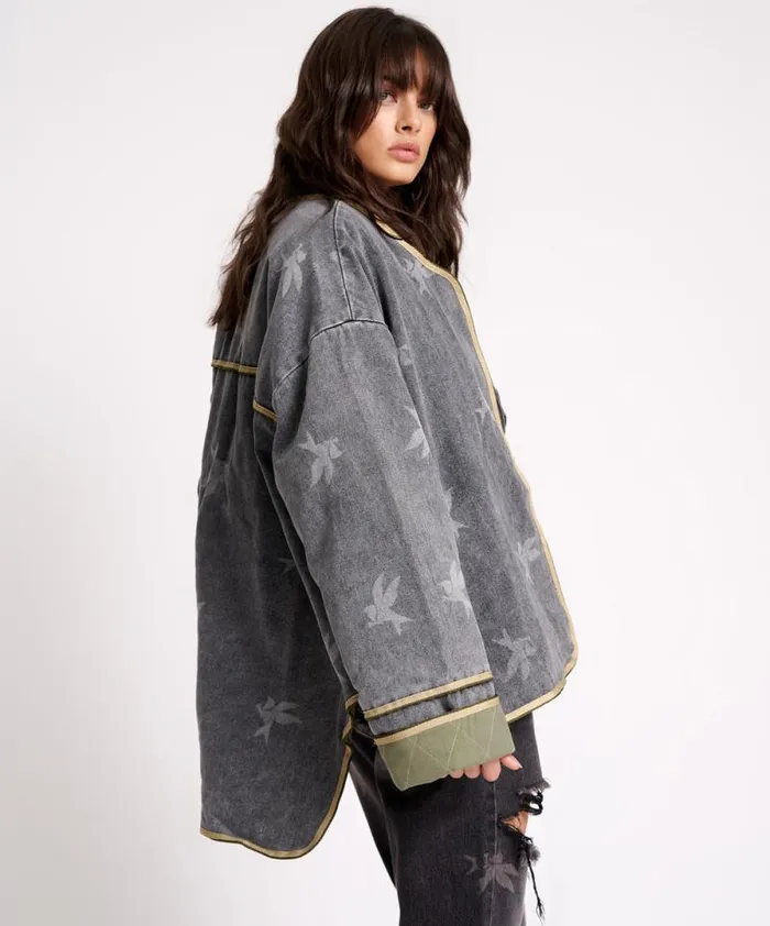 Women THE BOWER REVERSIBLE QUILTED DENIM JACKET One Teaspoon Jackets