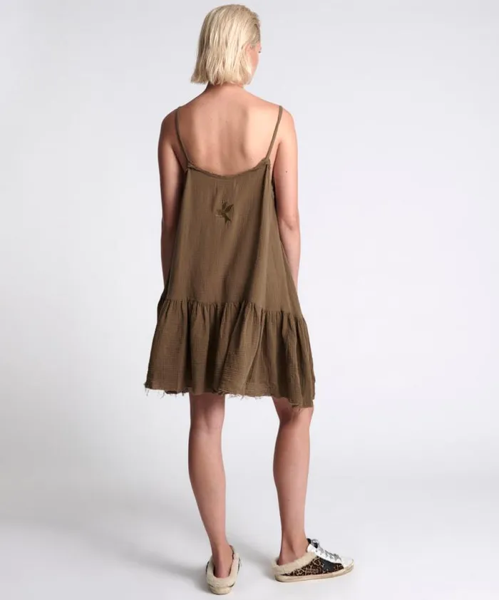 Women THE ICON WASHED KHAKI MUSLIN DRESS One Teaspoon Mini Dresses Women THE ICON WASHED KHAKI MUSLIN DRESS One Teaspoon Mini Dresses