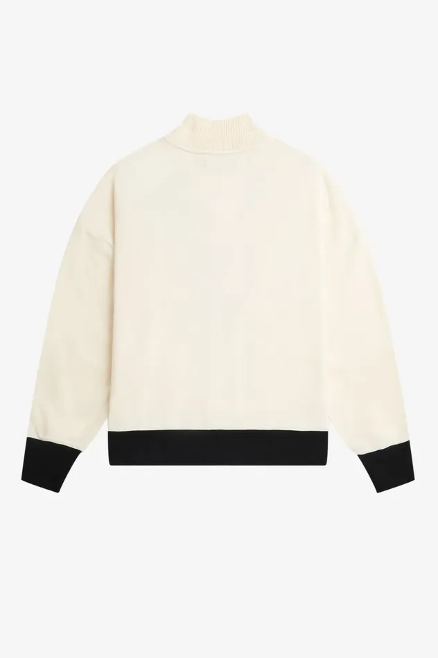 Women Tipped Knitted Trim Sweatshirt Ecru Fred Perry Sweatshirts