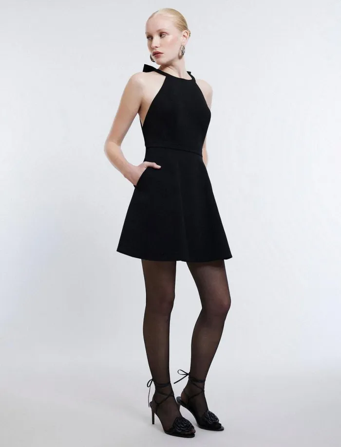 Women Toni Halter Mini Dress Black BCBG Dresses Women Toni Halter Mini Dress Black BCBG Dresses