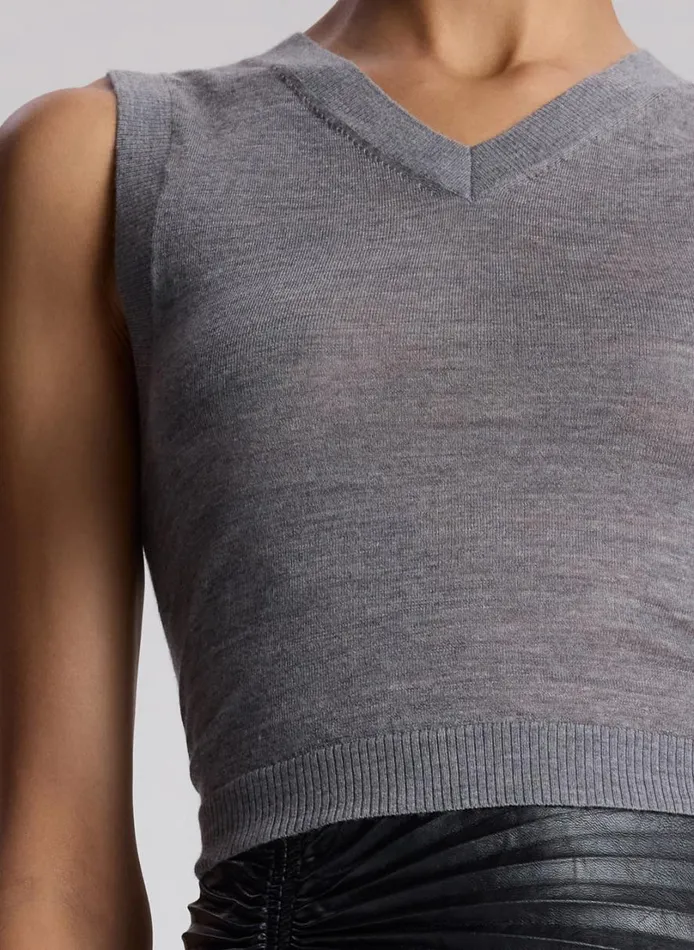 Women Tops ALC Brody Fine Merino Vest Medium Heather Grey
