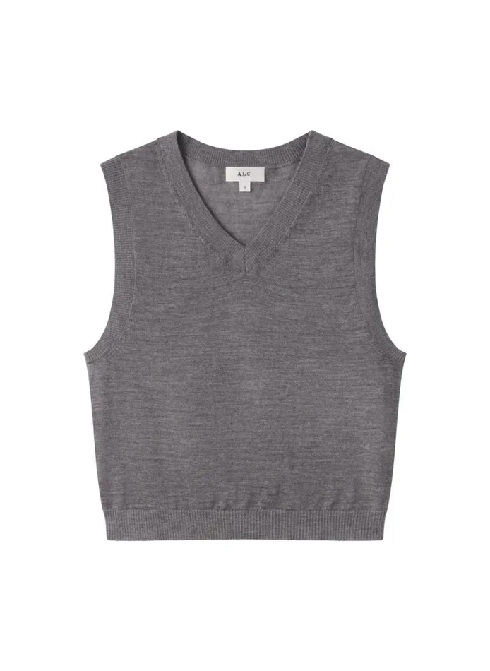 Women Tops ALC Brody Fine Merino Vest Medium Heather Grey