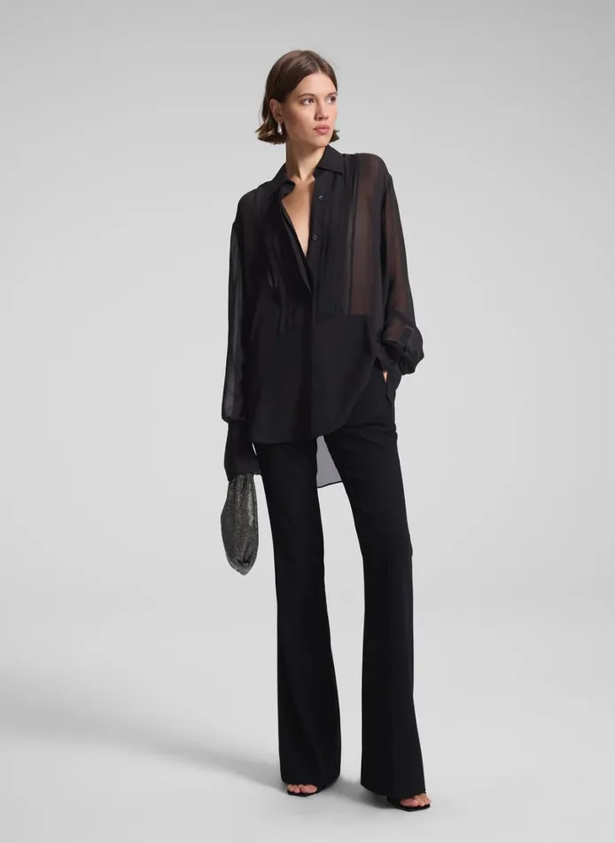 Women Tops ALC Camden Tux Silk Top Black