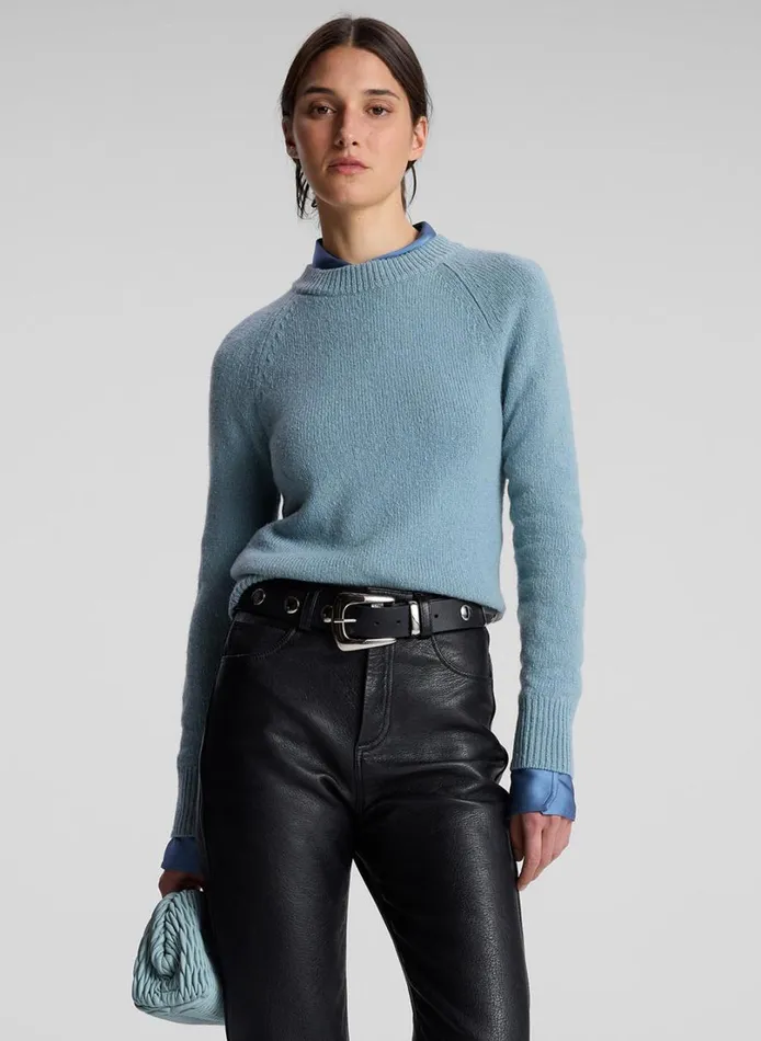 Women Tops ALC Frankie Wool Cashmere Crew Neck Sweater Zenith Blue