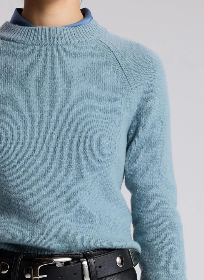 Women Tops ALC Frankie Wool Cashmere Crew Neck Sweater Zenith Blue