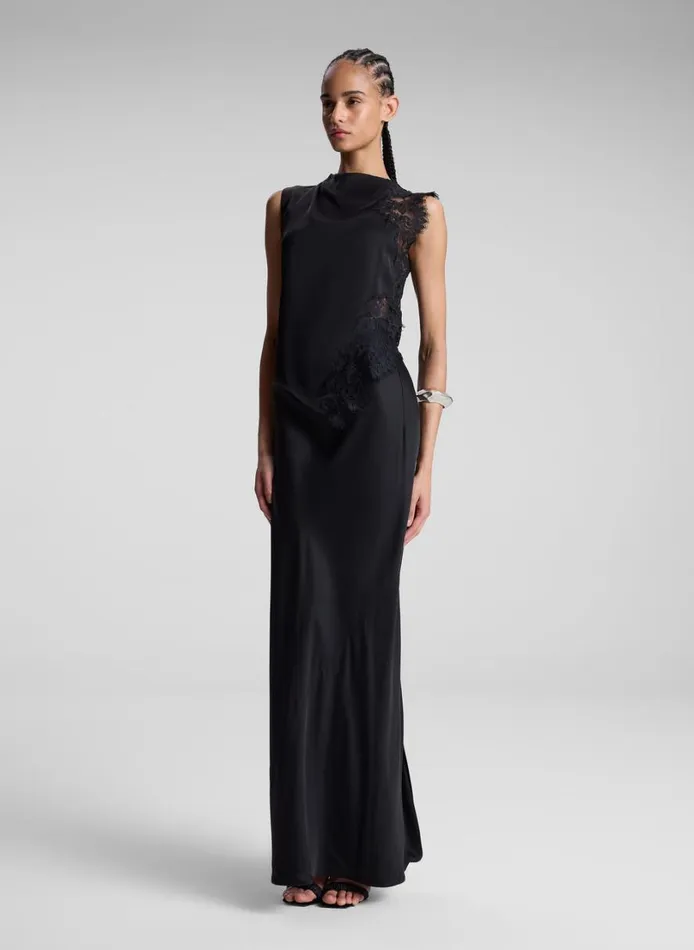 Women Tops ALC Gracie Satin And Lace Sleeveless Top Black
