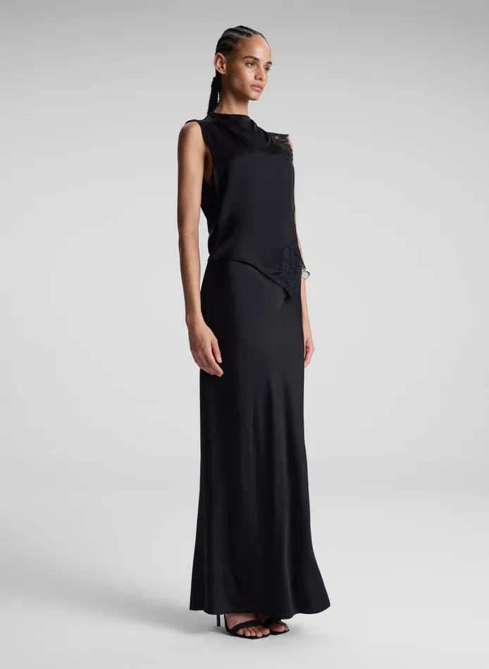 Women Tops ALC Gracie Satin And Lace Sleeveless Top Black