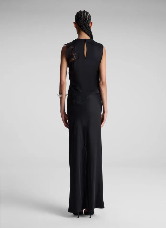 Women Tops ALC Gracie Satin And Lace Sleeveless Top Black