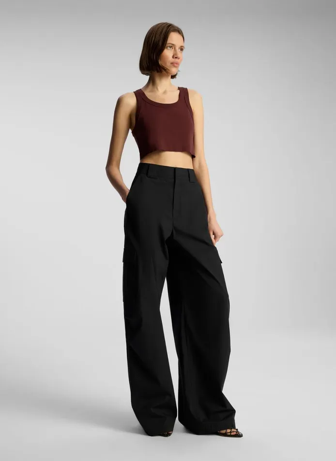 Women Tops ALC Halsey Cropped Cotton Rib Tank Carob