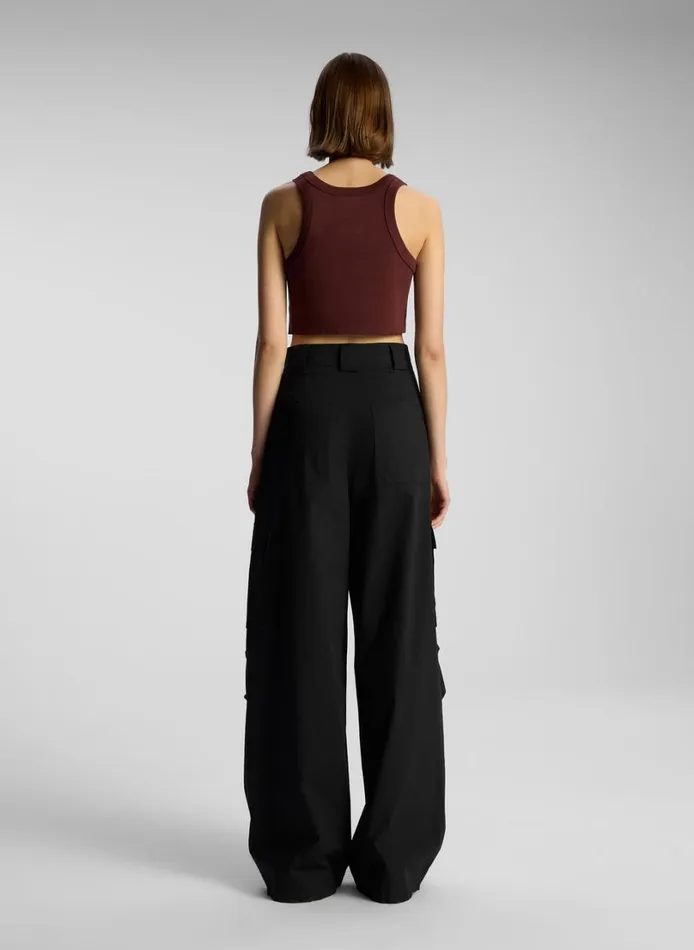 Women Tops ALC Halsey Cropped Cotton Rib Tank Carob