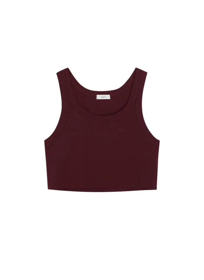 Women Tops ALC Halsey Cropped Cotton Rib Tank Carob