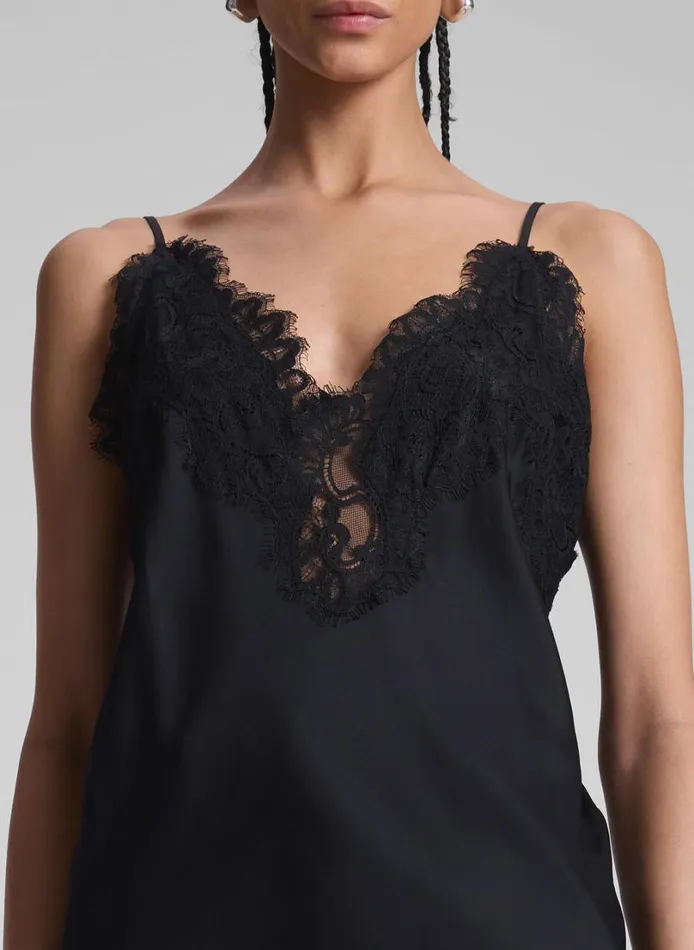 Women Tops ALC Lennon Satin And Lace Camisole Top Blackblack