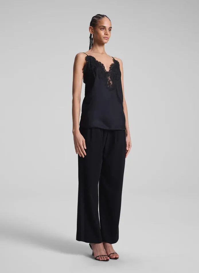 Women Tops ALC Lennon Satin And Lace Camisole Top Blackblack