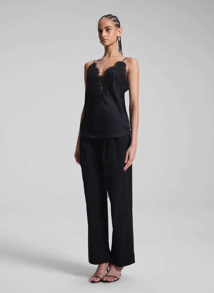 Women Tops ALC Lennon Satin And Lace Camisole Top Blackblack