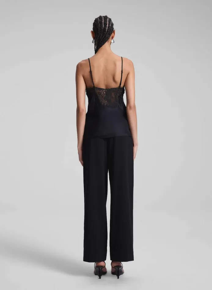 Women Tops ALC Lennon Satin And Lace Camisole Top Blackblack