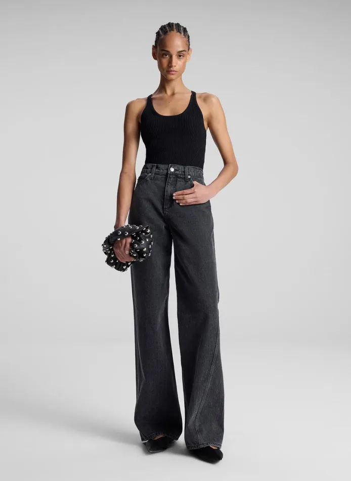 Women Tops ALC Lucy Ribbed Bodysuit Black