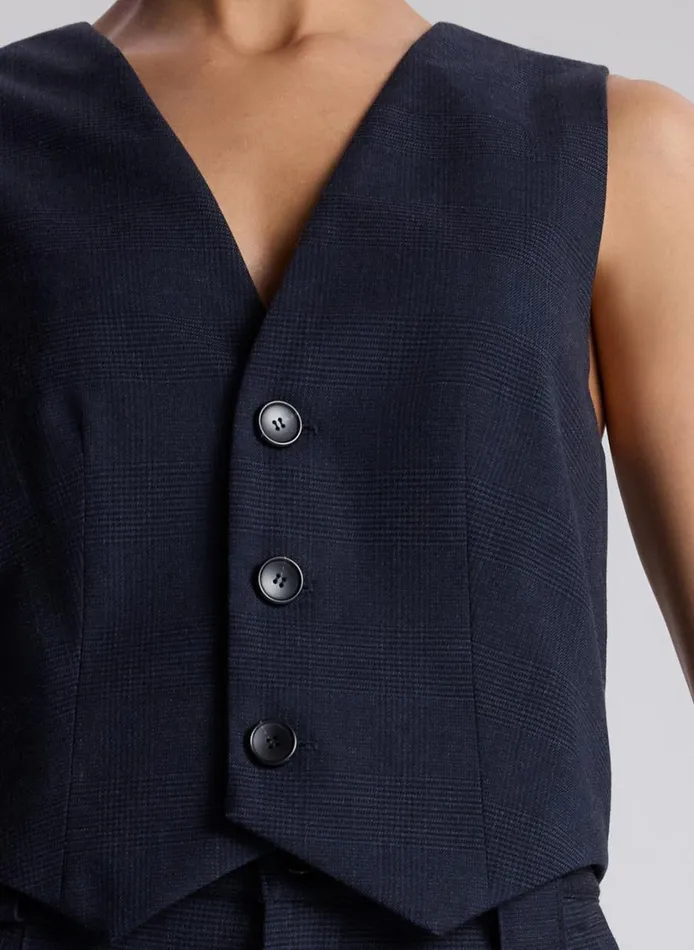 Women Tops ALC Maxwell Plaid Vest Navyblack