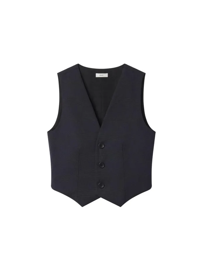 Women Tops ALC Maxwell Plaid Vest Navyblack