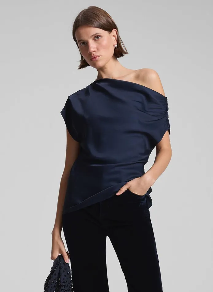 Women Tops ALC Poppy Satin Top Dark Sapphire