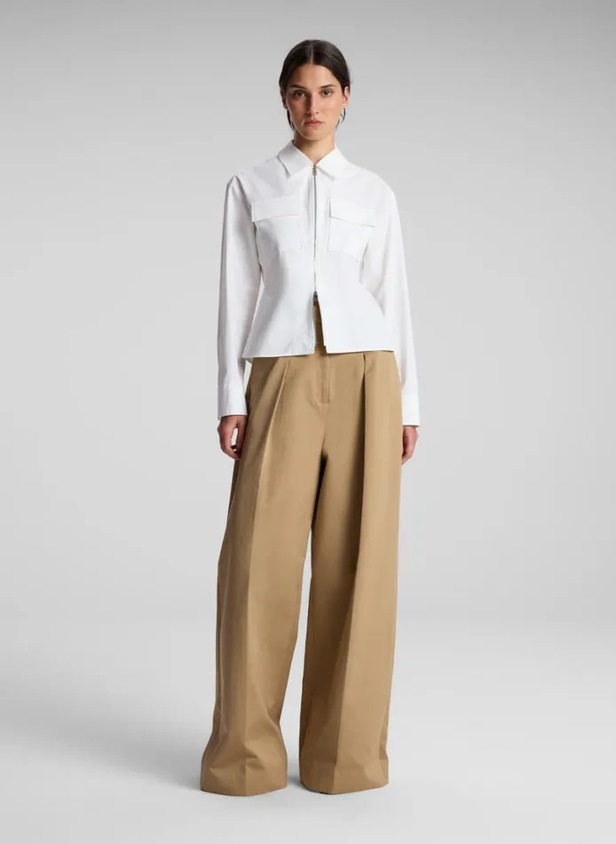 Women Tops ALC Sage Cotton Zip Top White