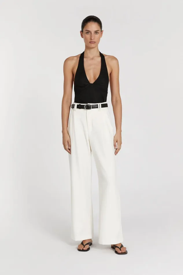 Women Tops DISSH AUDREY BLACK LINEN HALTER TOP